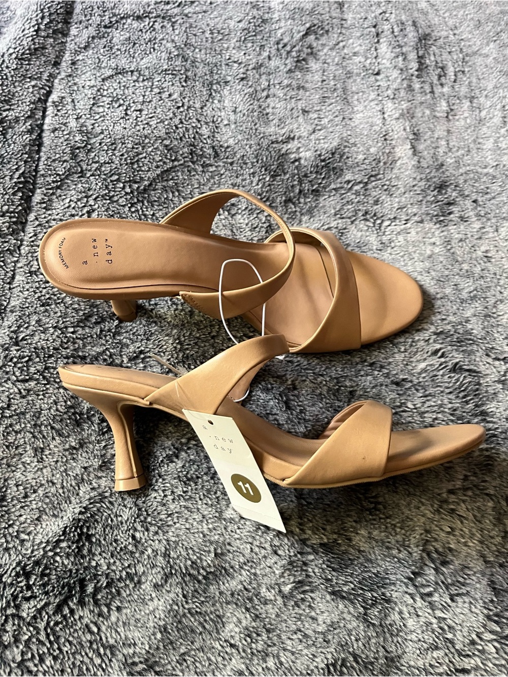 A New Day  Tan Strappy Mid-Heel Sandal